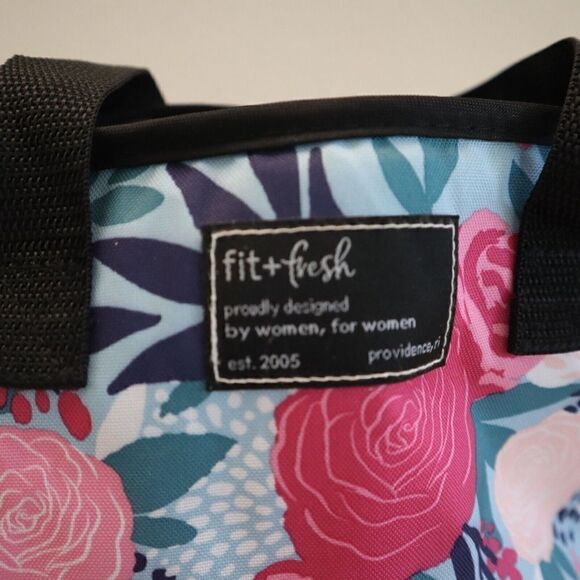 Fit & Fresh FFHT-006 Blue Lorella Posey Floral Print Hanover Lunch Tote Bag - Picture 8 of 11